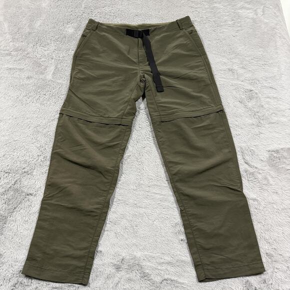 North Face Convertible Pants Mens 36 Green Zip Off Nylon Hiking Outdoor Belted - Picture 2 of 15